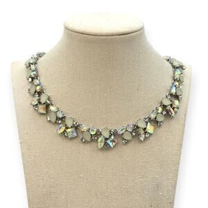 INC Sage Green Glass Crystal Cocktail Necklace – Adjustable Choker • Modern Glam